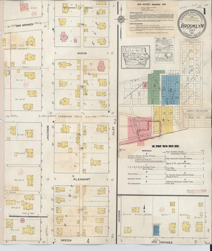 Sanborn Fire Insurance Map from Brooklyn, Poweshiek County, Iowa (1932), Sheet #0001 - Historic Sanborn Fire Insurance Map Print
