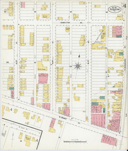 Sanborn Fire Insurance Map from Duquesne, Allegheny County, Pennsylvania (1901), Sheet #0004 - Historic Sanborn Fire Insurance Map Print, vintage old map wall art, antique decor, genealogy gift, Pennsylvania Pennsylvania map