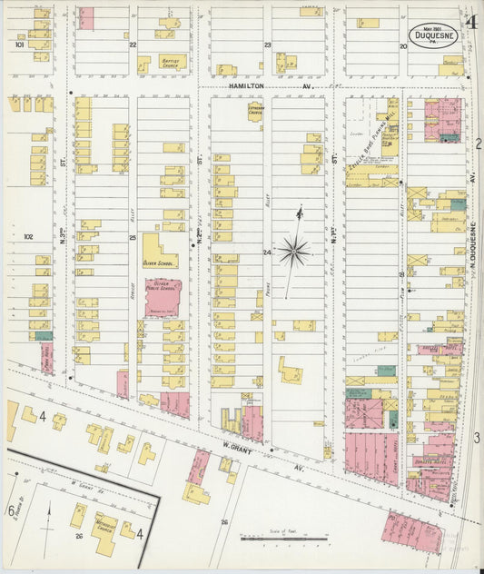 Sanborn Fire Insurance Map from Duquesne, Allegheny County, Pennsylvania (1901), Sheet #0004 - Historic Sanborn Fire Insurance Map Print, vintage old map wall art, antique decor, genealogy gift, Pennsylvania Pennsylvania map