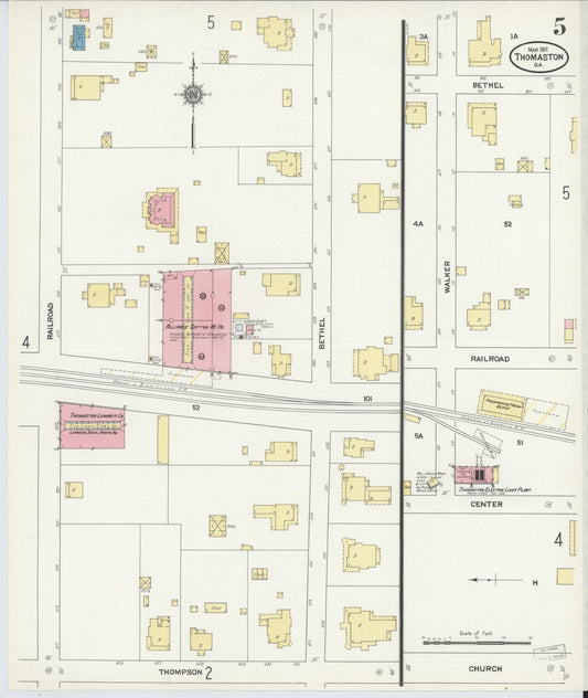 Sanborn Fire Insurance Map from Thomaston, Upson County, Georgia (1911), Sheet #0005 - Historic Sanborn Fire Insurance Map Print, vintage old map wall art, antique decor, genealogy gift, Georgia Georgia map