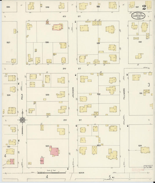 Sanborn Fire Insurance Map from Corinth, Alcorn County, Mississippi (1913), Sheet #0002 - Historic Sanborn Fire Insurance Map Print, vintage old map wall art, antique decor, genealogy gift, Mississippi Mississippi map