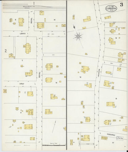 Sanborn Fire Insurance Map from Edwards, Hinds County, Mississippi (1898), Sheet #0003 - Complete Map Set gallery image, historic Sanborn map, vintage wall art, Mississippi Mississippi