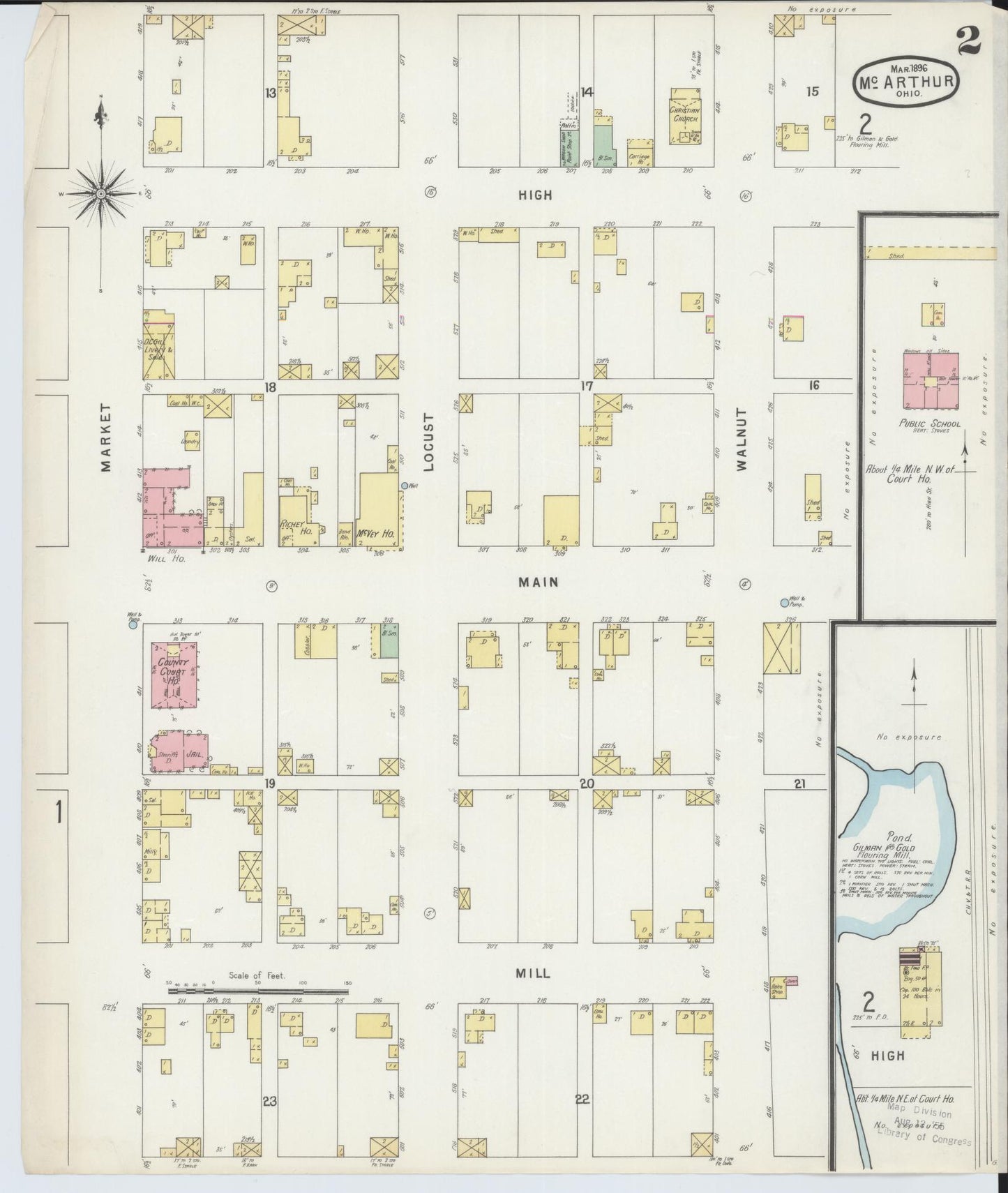 Sanborn Fire Insurance Map from McArthur, Vinton County, Ohio (1896), Sheet #0002 - Historic Sanborn Fire Insurance Map Print, vintage old map wall art, antique decor, genealogy gift, Ohio Ohio map