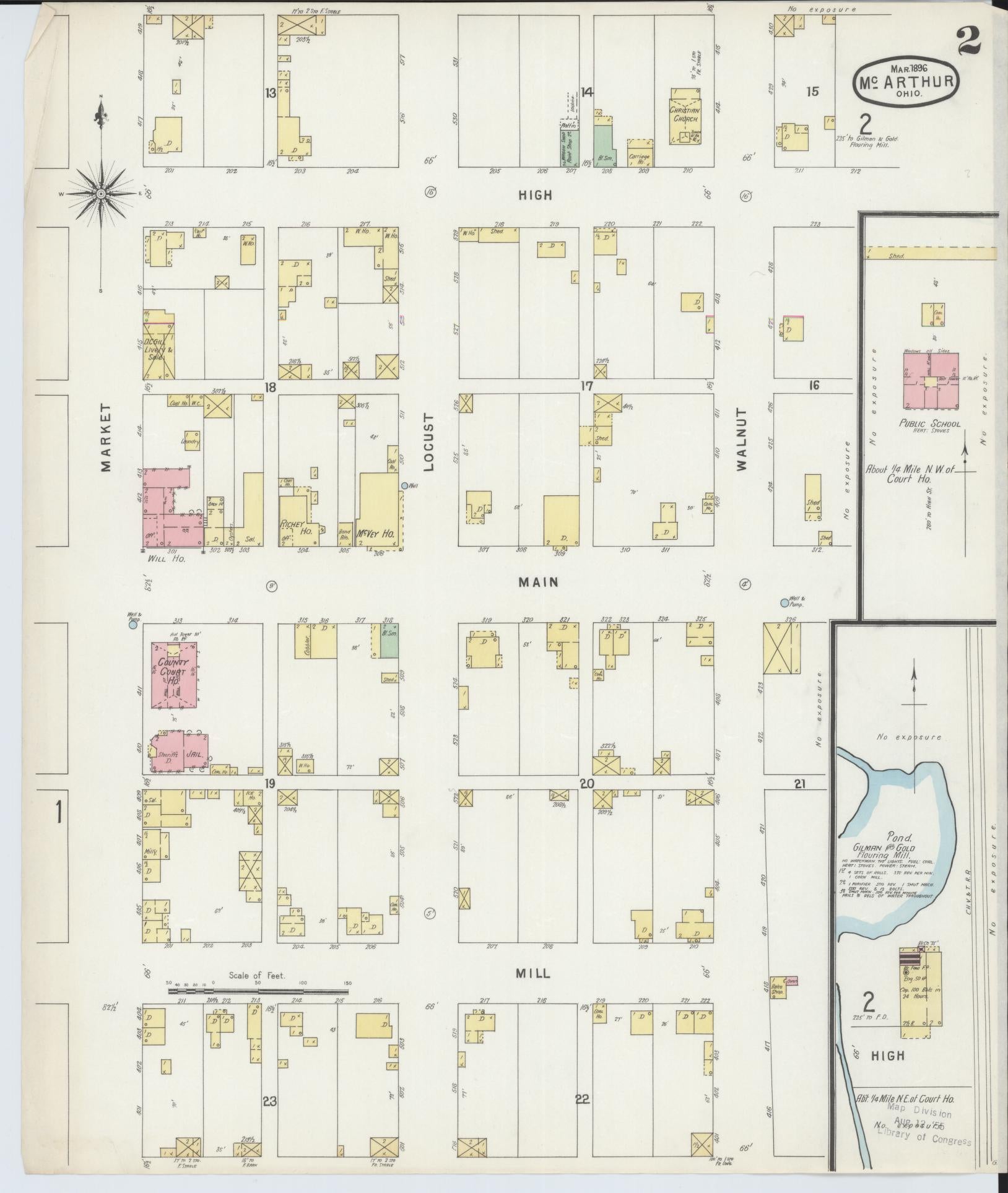 Sanborn Fire Insurance Map from McArthur, Vinton County, Ohio (1896), Sheet #0002 - Historic Sanborn Fire Insurance Map Print, vintage old map wall art, antique decor, genealogy gift, Ohio Ohio map