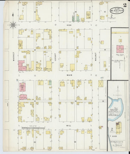 Sanborn Fire Insurance Map from McArthur, Vinton County, Ohio (1896), Sheet #0002 - Historic Sanborn Fire Insurance Map Print, vintage old map wall art, antique decor, genealogy gift, Ohio Ohio map