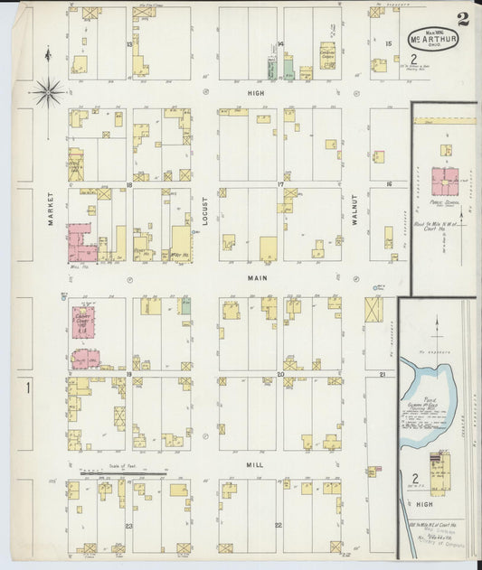 Sanborn Fire Insurance Map from McArthur, Vinton County, Ohio (1896), Sheet #0002 - Historic Sanborn Fire Insurance Map Print, vintage old map wall art, antique decor, genealogy gift, Ohio Ohio map