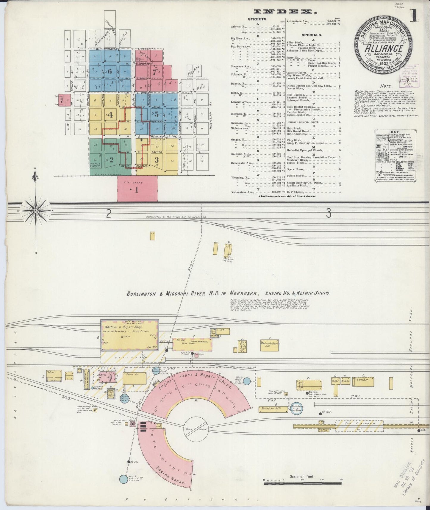Sanborn Fire Insurance Map from Alliance, Box Butte County, Nebraska (1903), Sheet #0001 - Historic Sanborn Fire Insurance Map Print, vintage old map wall art, antique decor, genealogy gift, Nebraska Nebraska map