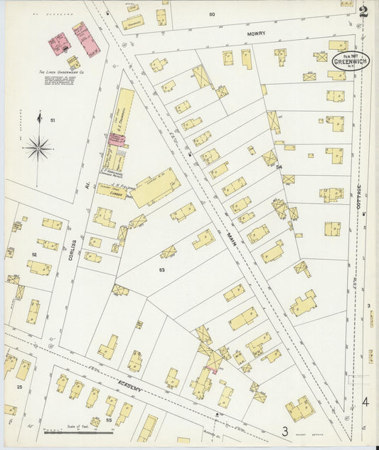 Sanborn Fire Insurance Map from Greenwich, Washington County, New York (1907), Sheet #0002 - Historic Sanborn Fire Insurance Map Print, vintage old map wall art, antique decor, genealogy gift, New York New York map