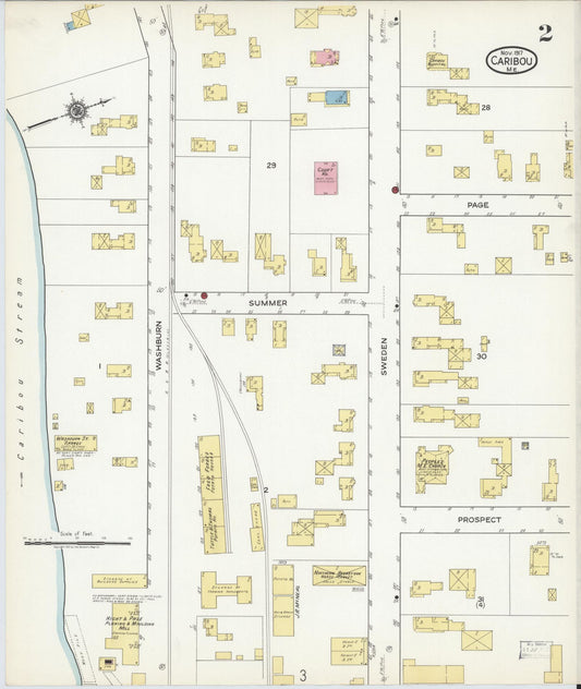 Sanborn Fire Insurance Map from Caribou, Aroostook County, Maine (1917), Sheet #0002 - Historic Sanborn Fire Insurance Map Print, vintage old map wall art, antique decor, genealogy gift, Maine Maine map