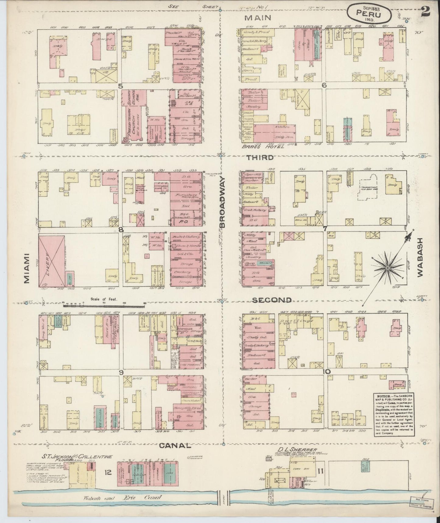 Sanborn Fire Insurance Map from Peru, Miami County, Indiana (1883), Sheet #0002 - Historic Sanborn Fire Insurance Map Print, vintage old map wall art, antique decor, genealogy gift, Indiana Indiana map