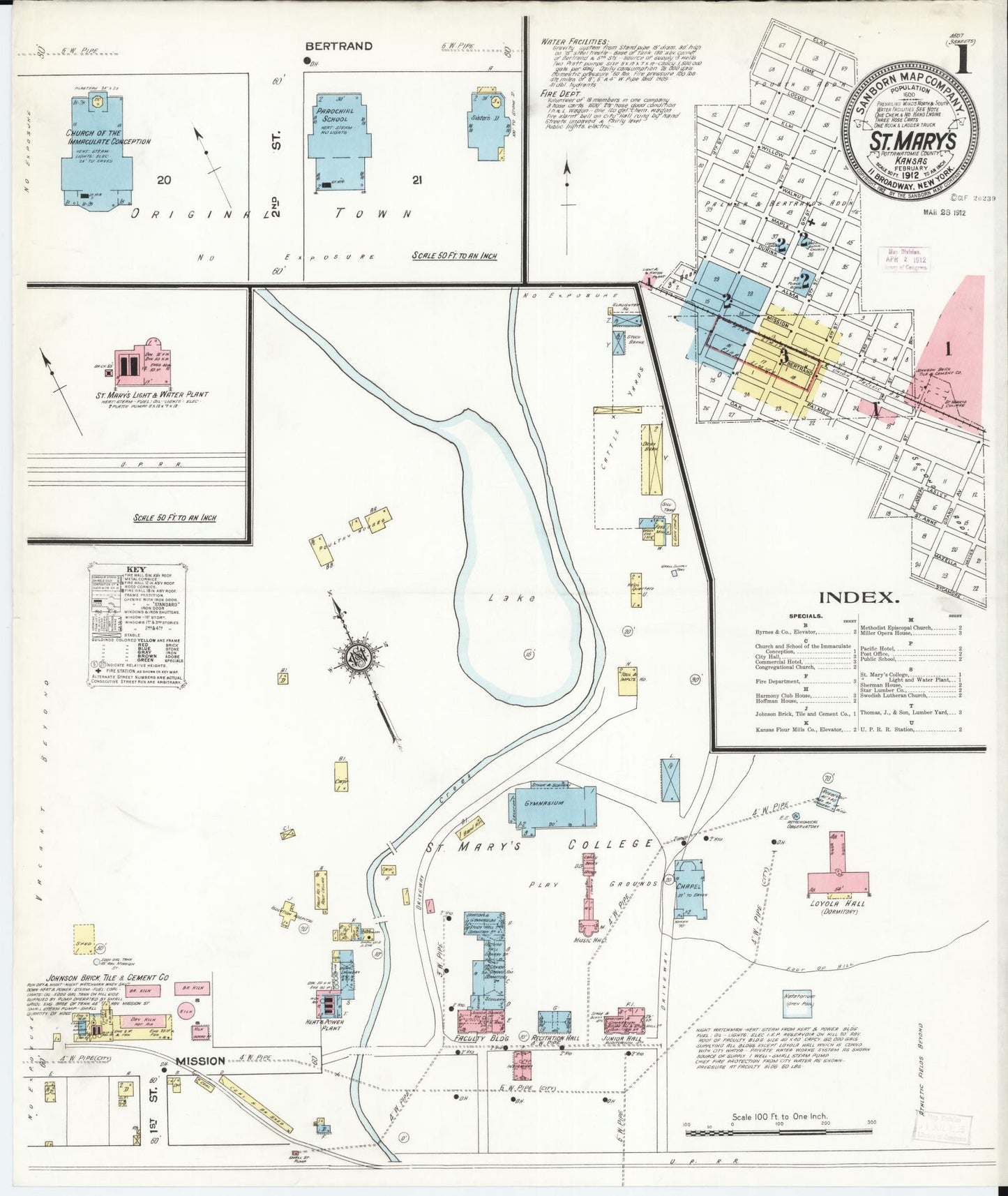 Sanborn Fire Insurance Map from Saint Marys, Pottawatomie County, Kansas. (1912) – Historic Sanborn Fire Insurance Map Print