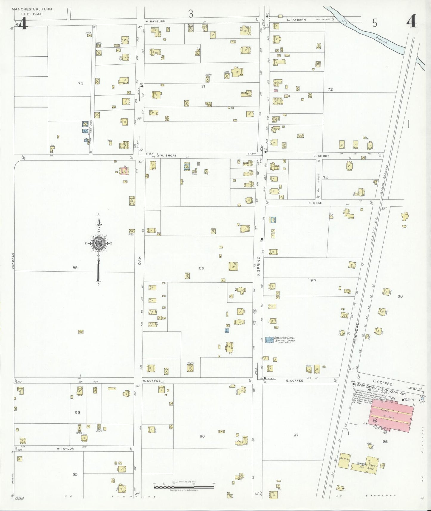 Sanborn Fire Insurance Map from Manchester, Coffee County, Tennessee. (1940), Sheet 4 – Historic Sanborn Fire Insurance Map Print