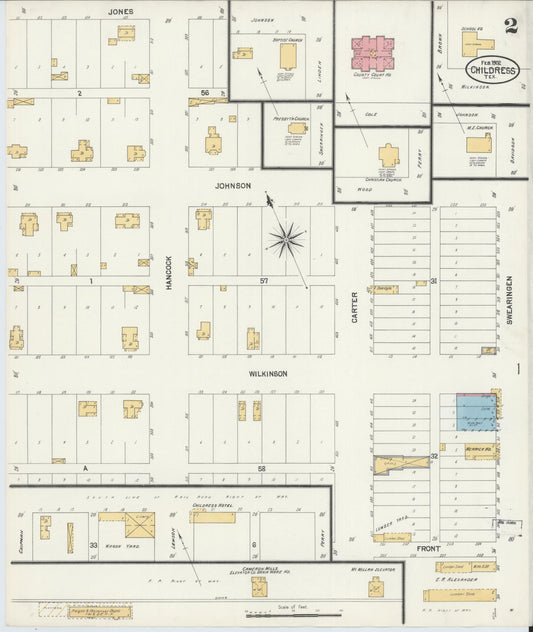 Sanborn Fire Insurance Map from Childress, Childress County, Texas (1902), Sheet #0002 - Historic Sanborn Fire Insurance Map Print, vintage old map wall art, antique decor, genealogy gift, Texas Texas map