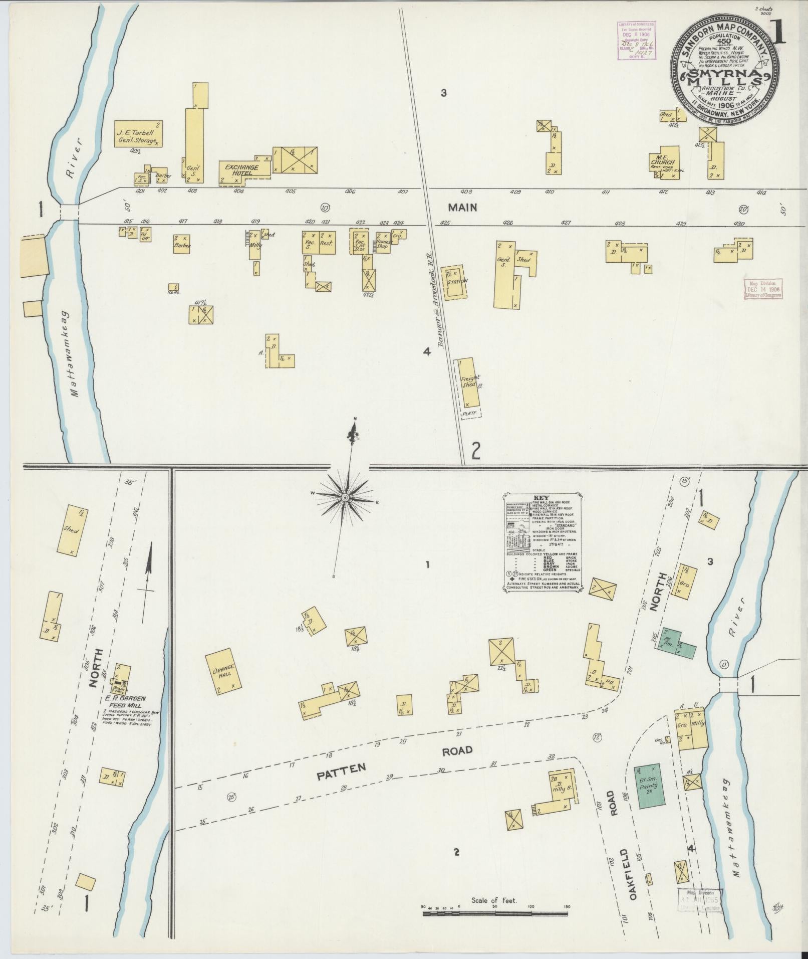 Sanborn Fire Insurance Map from Smyrna Mills, Aroostook County, Maine. (1906) – Historic Sanborn Fire Insurance Map Print