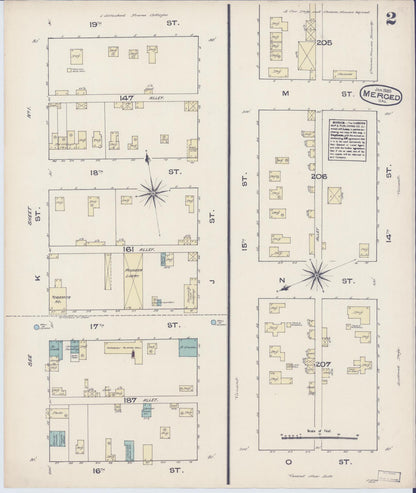 Sanborn Fire Insurance Map from Merced, Merced County, California (1885), Sheet #0002 - Complete Map Set gallery image, historic Sanborn map, vintage wall art, California California