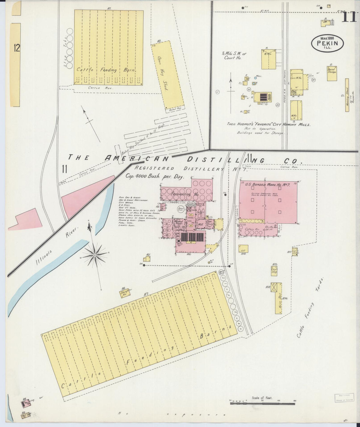 Sanborn Fire Insurance Map from Pekin, Tazewell County, Illinois (1898), Sheet #0011 - Historic Sanborn Fire Insurance Map Print, vintage old map wall art, antique decor, genealogy gift, Illinois Illinois map