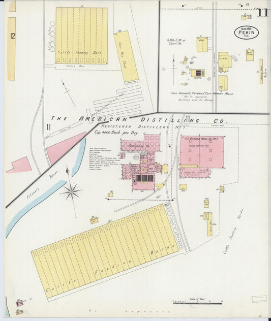 Sanborn Fire Insurance Map from Pekin, Tazewell County, Illinois (1898), Sheet #0011 - Historic Sanborn Fire Insurance Map Print, vintage old map wall art, antique decor, genealogy gift, Illinois Illinois map