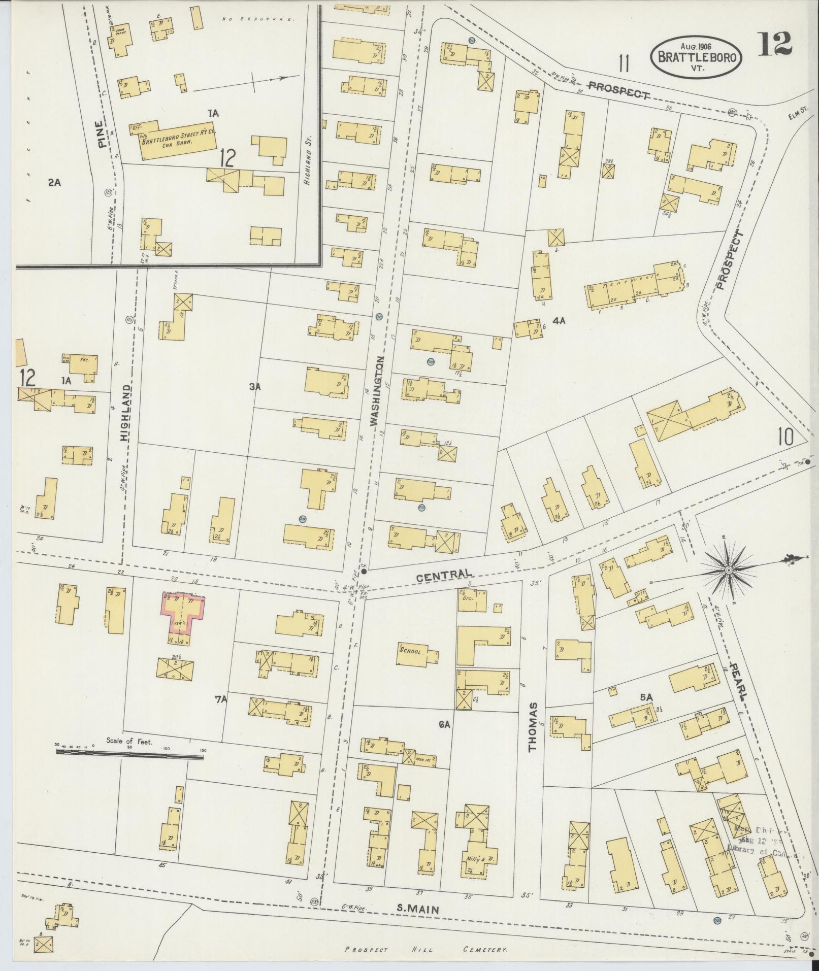 Sanborn Fire Insurance Map from Brattleboro, Windham County, Vermont (1906), Sheet #0012 - Complete Map Set gallery image, historic Sanborn map, vintage wall art, Vermont Vermont