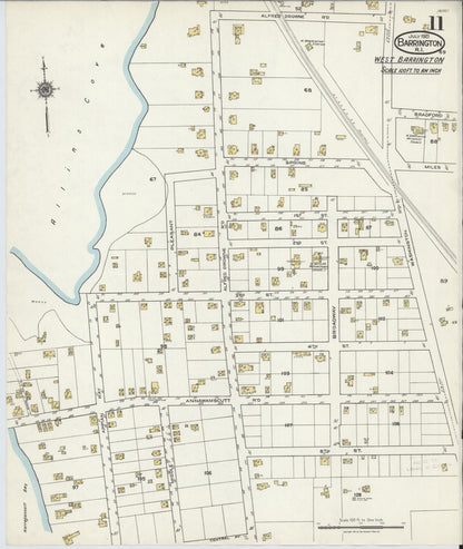 Sanborn Fire Insurance Map from Barrington, Bristol County, Rhode Island (1921), Sheet #0011 - Complete Map Set gallery image, historic Sanborn map, vintage wall art, Rhode Island Rhode Island
