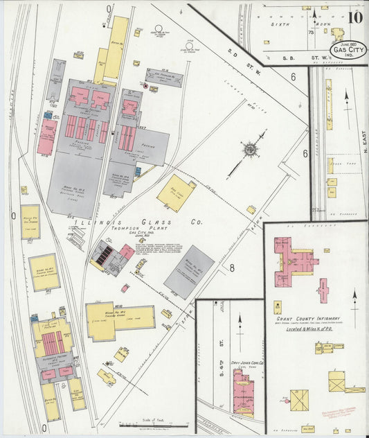 Sanborn Fire Insurance Map from Gas City, Grant County, Indiana (1920), Sheet #0010 - Historic Sanborn Fire Insurance Map Print, vintage old map wall art, antique decor, genealogy gift, Indiana Indiana map