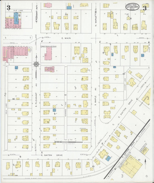Sanborn Fire Insurance Map from Osborn, Greene County, Ohio (1929), Sheet #0003 - Historic Sanborn Fire Insurance Map Print, vintage old map wall art, antique decor, genealogy gift, Ohio Ohio map