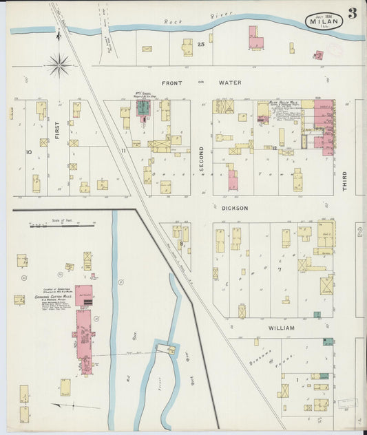 Sanborn Fire Insurance Map from Milan, Rock Island County, Illinois (1894), Sheet #0003 - Historic Sanborn Fire Insurance Map Print, vintage old map wall art, antique decor, genealogy gift, Illinois Illinois map