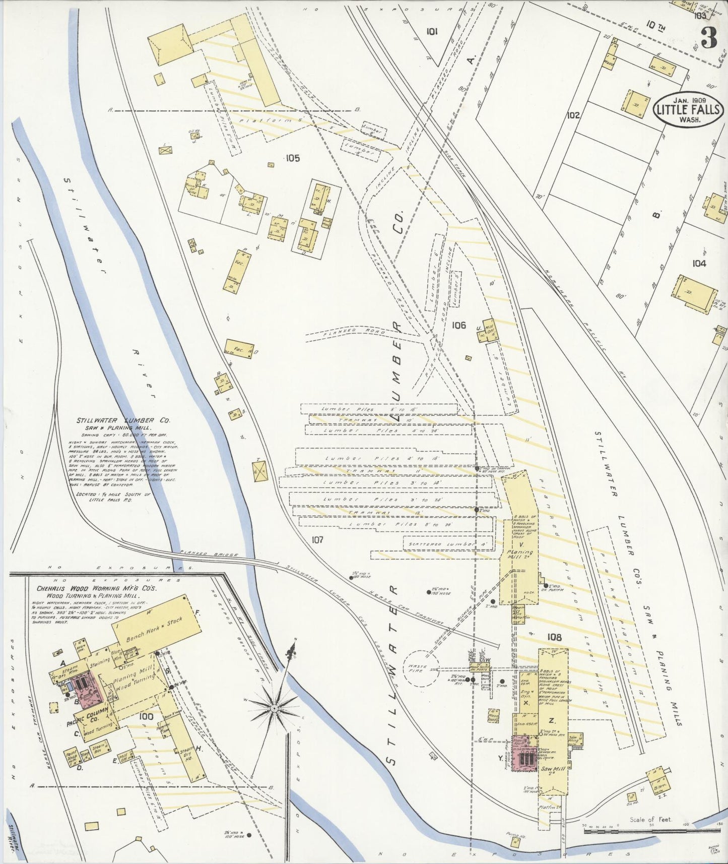 Sanborn Fire Insurance Map from Little Falls [see also Vader], Lewis County, Washington (1909), Sheet #0003 - Complete Map Set gallery image, historic Sanborn map, vintage wall art, Washington Washington