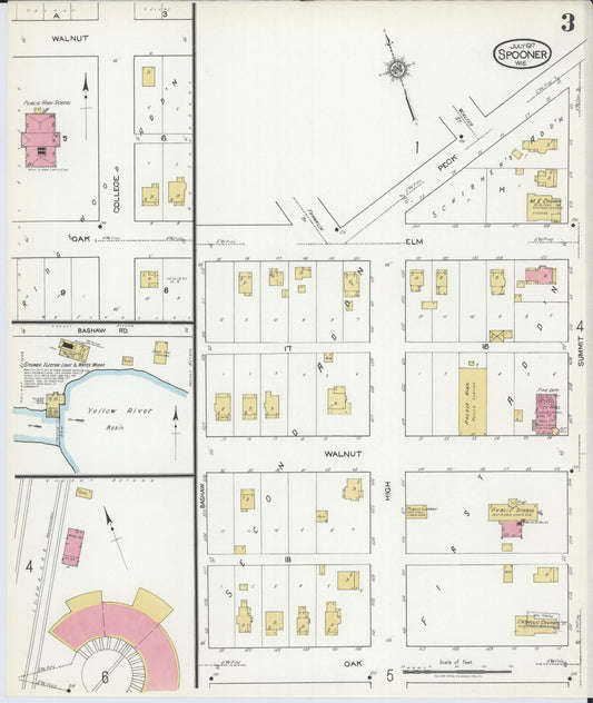 Sanborn Fire Insurance Map from Spooner, Washburn County, Wisconsin (1917), Sheet #0003 - Historic Sanborn Fire Insurance Map Print, vintage old map wall art, antique decor, genealogy gift, Wisconsin Wisconsin map