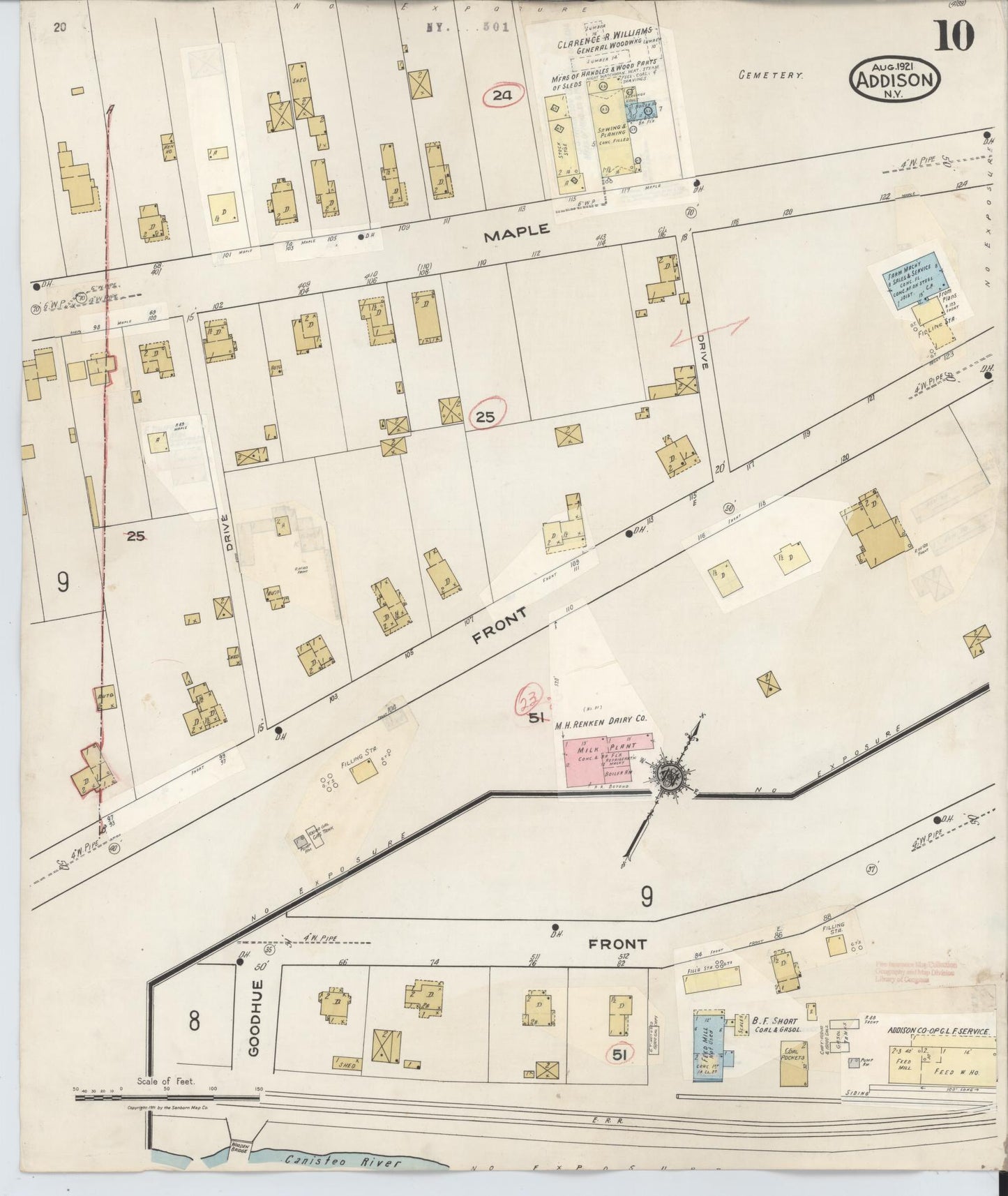 Sanborn Fire Insurance Map from Addison, Steuben County, New York (1945), Sheet #0010 - Complete Map Set gallery image, historic Sanborn map, vintage wall art, New York New York