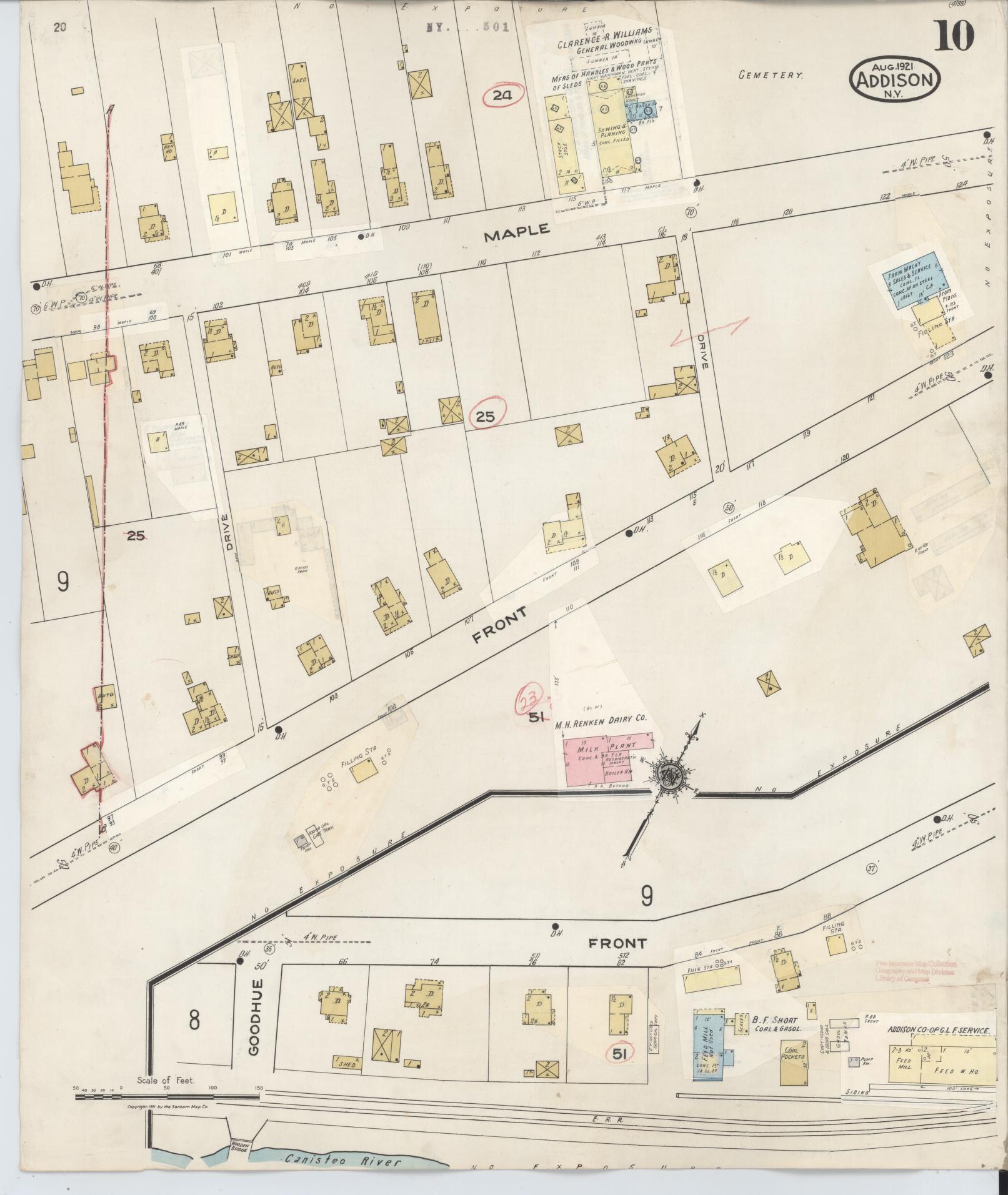 Sanborn Fire Insurance Map from Addison, Steuben County, New York (1945), Sheet #0010 - Complete Map Set gallery image, historic Sanborn map, vintage wall art, New York New York