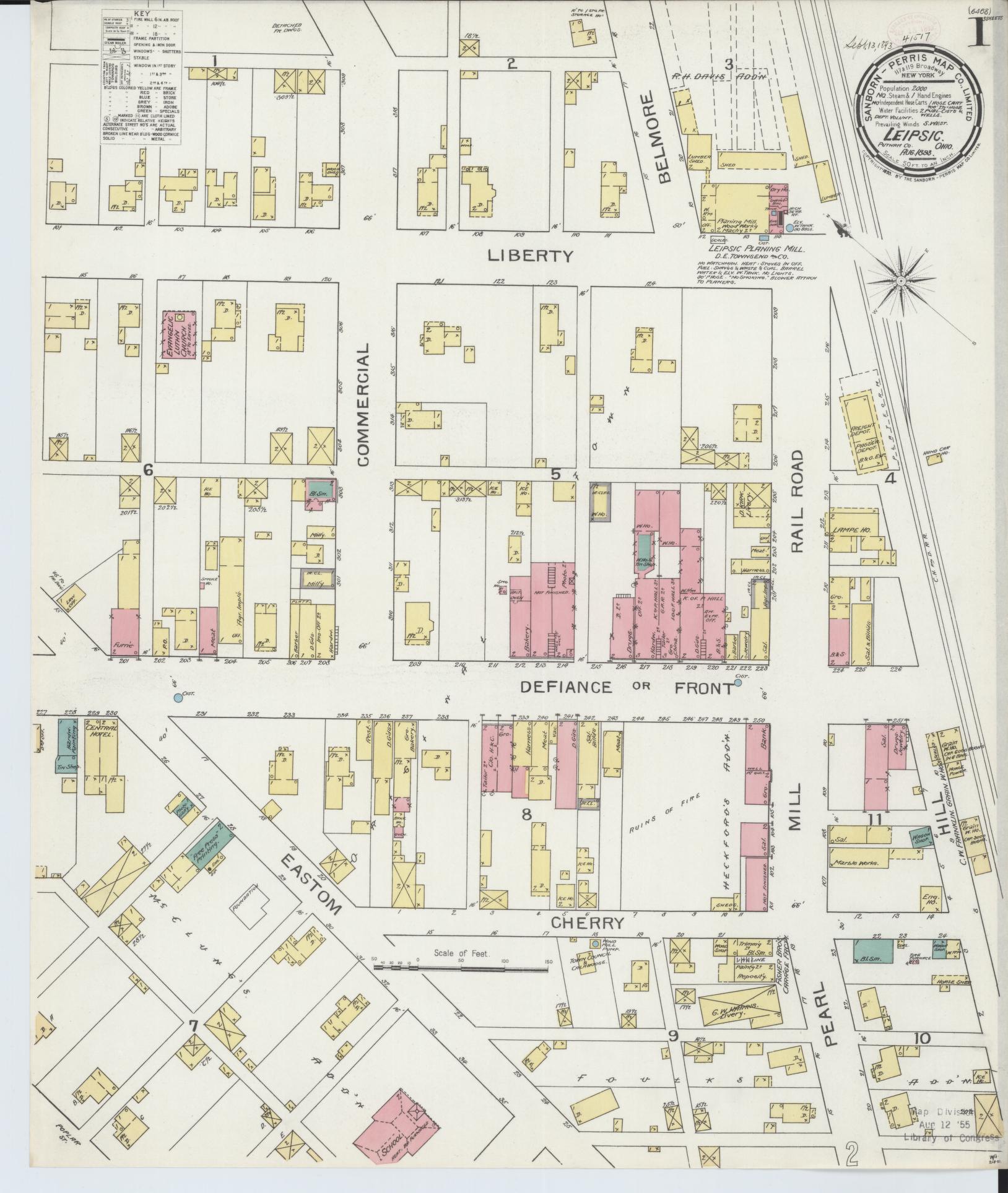 Sanborn Fire Insurance Map from Leipsic, Putnam County, Ohio (1893), Sheet #0001 - Complete Map Set gallery image, historic Sanborn map, vintage wall art, Ohio Ohio