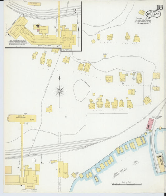 Sanborn Fire Insurance Map from Holland, Ottawa County, Michigan (1902), Sheet #0018 - Historic Sanborn Fire Insurance Map Print, vintage old map wall art, antique decor, genealogy gift, Michigan Michigan map