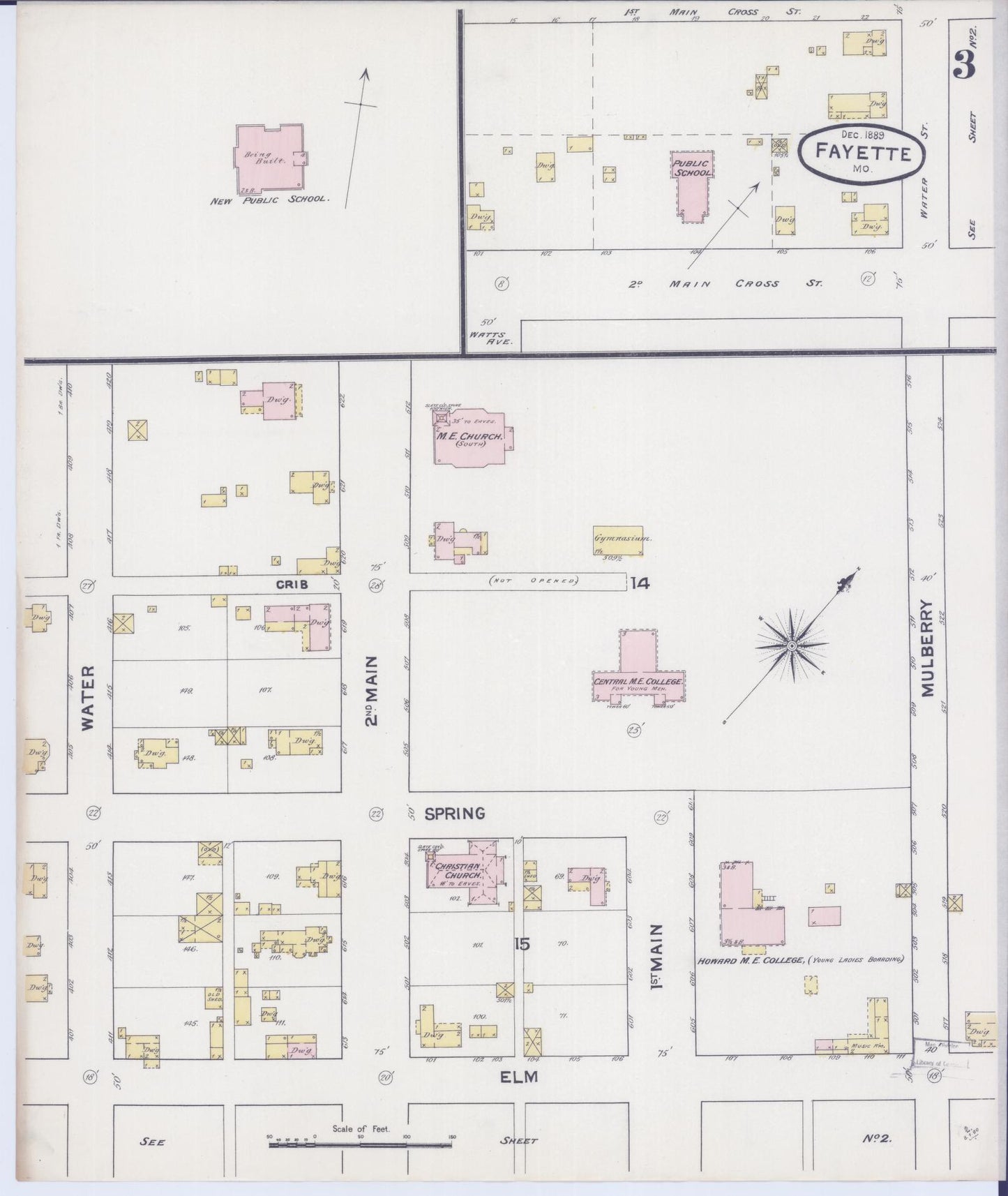 Sanborn Fire Insurance Map from Fayette, Howard County, Missouri (1889), Sheet #0003 - Historic Sanborn Fire Insurance Map Print, vintage old map wall art, antique decor, genealogy gift, Missouri Missouri map