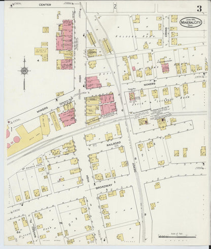 Sanborn Fire Insurance Map from Mineral City, Tuscarawas County, Ohio (1915), Sheet #0003 - Complete Map Set gallery image, historic Sanborn map, vintage wall art, Ohio Ohio