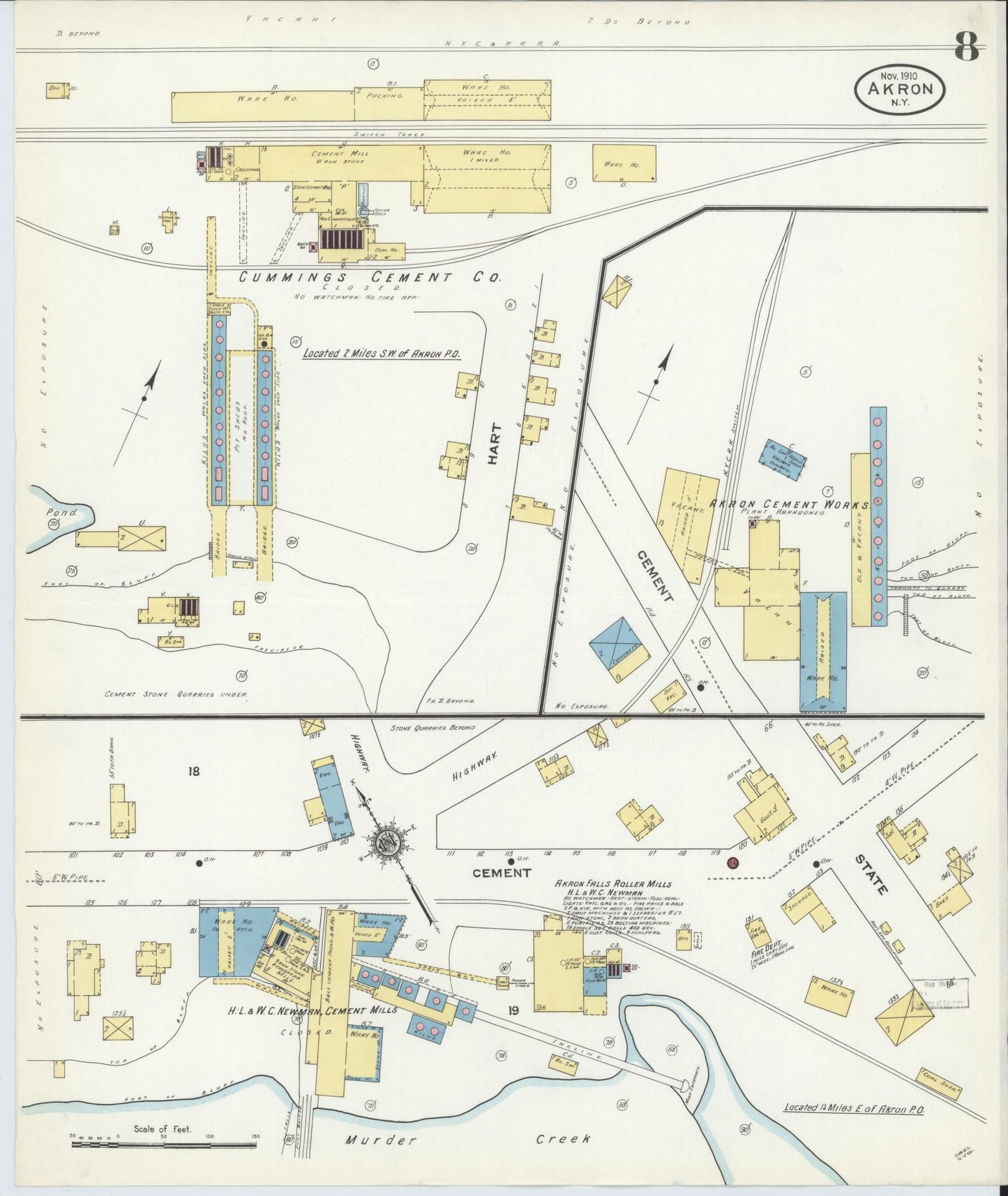 Sanborn Fire Insurance Map from Akron, Erie County, New York (1910), Sheet #0008 - Complete Map Set gallery image, historic Sanborn map, vintage wall art, New York New York