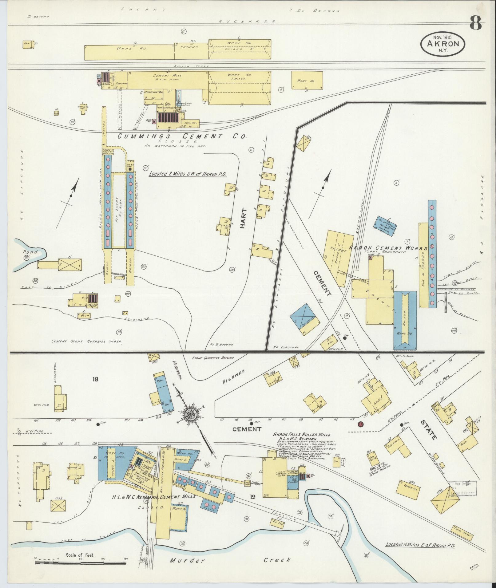 Sanborn Fire Insurance Map from Akron, Erie County, New York (1910), Sheet #0008 - Complete Map Set gallery image, historic Sanborn map, vintage wall art, New York New York