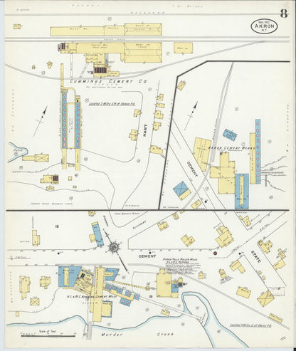 Sanborn Fire Insurance Map from Akron, Erie County, New York (1910), Sheet #0008 - Complete Map Set gallery image, historic Sanborn map, vintage wall art, New York New York