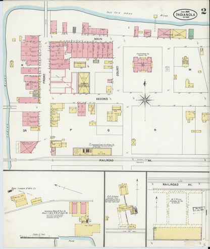 Sanborn Fire Insurance Map from Indianola, Sunflower County, Mississippi (1905), Sheet #0002 - Complete Map Set gallery image, historic Sanborn map, vintage wall art, Mississippi Mississippi