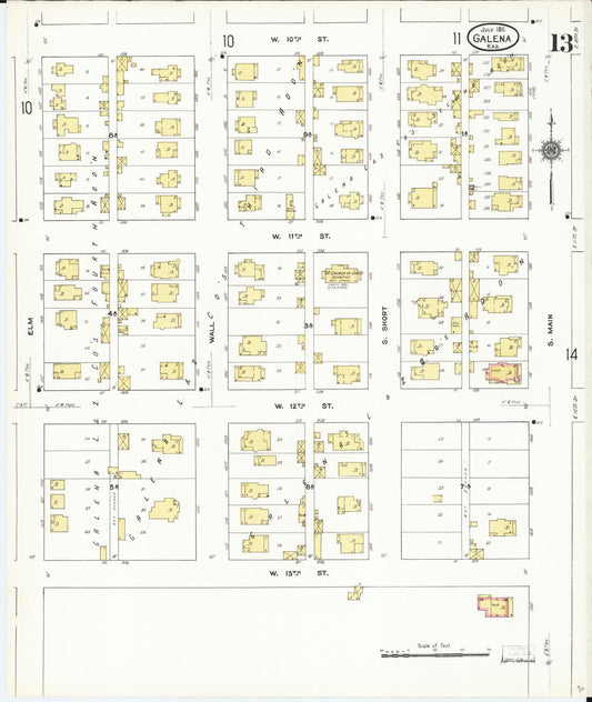 Sanborn Fire Insurance Map from Galena, Cherokee County, Kansas (1911), Sheet #0013 - Historic Sanborn Fire Insurance Map Print, vintage old map wall art, antique decor, genealogy gift, Kansas Kansas map