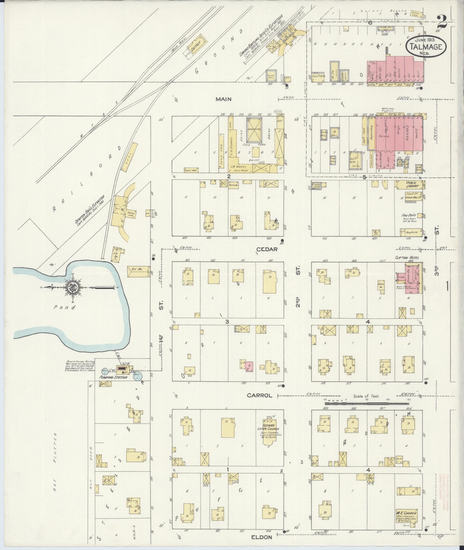 Sanborn Fire Insurance Map from Talmage, Otoe County, Nebraska (1913), Sheet #0002 - Complete Map Set gallery image, historic Sanborn map, vintage wall art, Nebraska Nebraska