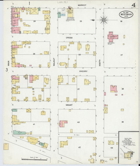 Sanborn Fire Insurance Map from West Union, Adams County, Ohio (1904), Sheet #0004 - Historic Sanborn Fire Insurance Map Print, vintage old map wall art, antique decor, genealogy gift, Ohio Ohio map