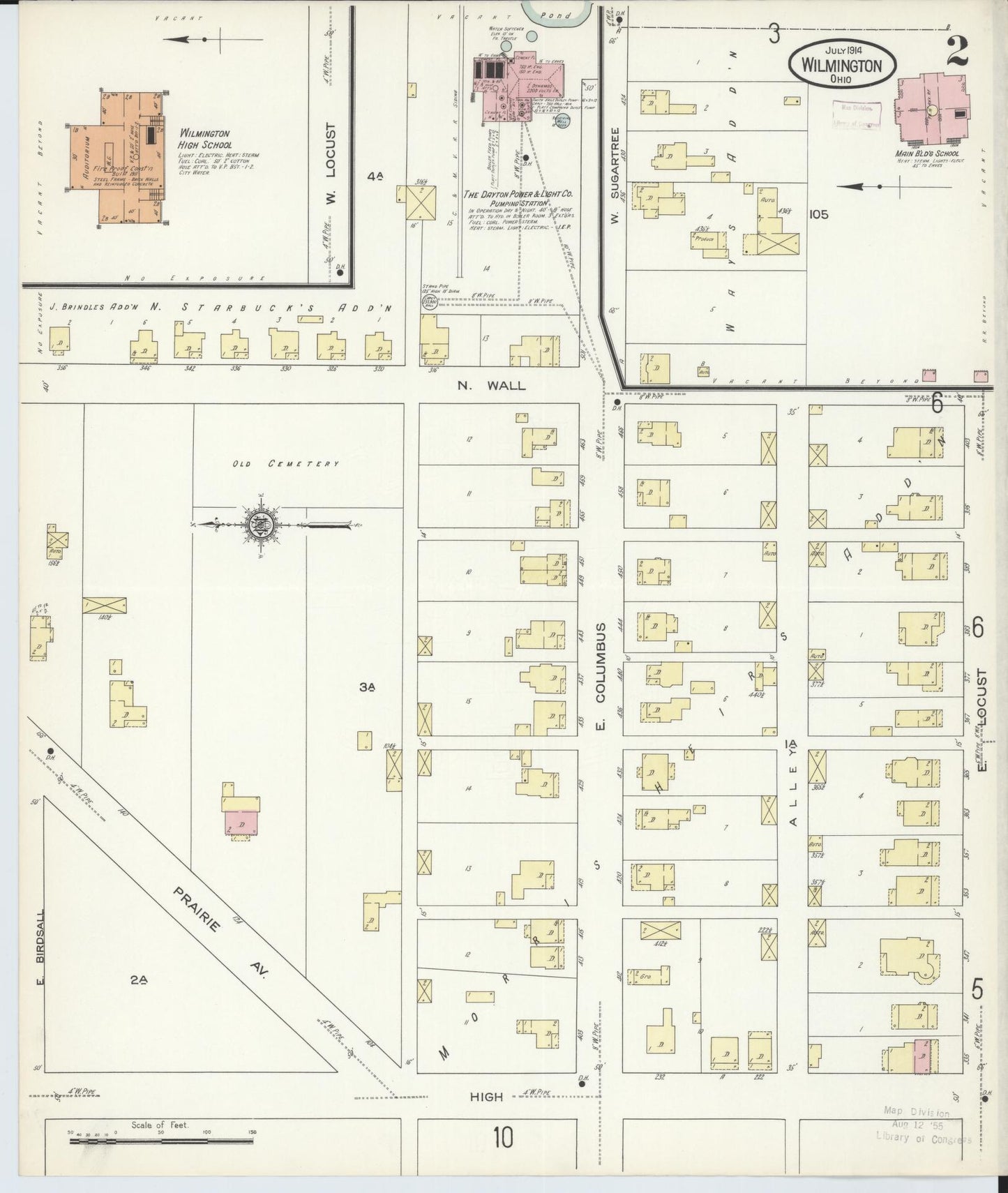 Sanborn Fire Insurance Map from Wilmington, Clinton County, Ohio (1914), Sheet #0002 - Historic Sanborn Fire Insurance Map Print, vintage old map wall art, antique decor, genealogy gift, Ohio Ohio map