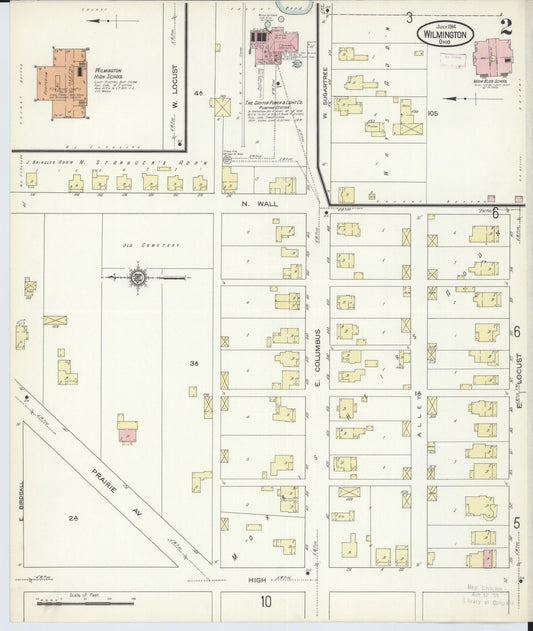 Sanborn Fire Insurance Map from Wilmington, Clinton County, Ohio (1914), Sheet #0002 - Historic Sanborn Fire Insurance Map Print, vintage old map wall art, antique decor, genealogy gift, Ohio Ohio map