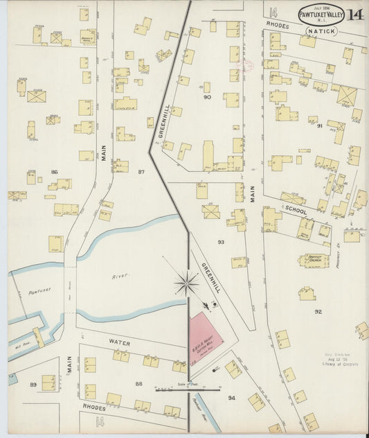 Sanborn Fire Insurance Map from Pawtuxet Valley, Kent and Providence Counties, Rhode Island (1894), Sheet #0014 - Historic Sanborn Fire Insurance Map Print, vintage old map wall art, antique decor, genealogy gift, Washington Washington map