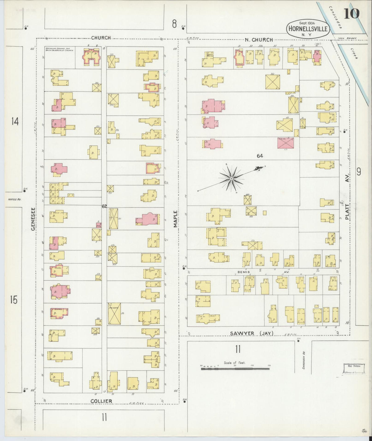 Sanborn Fire Insurance Map from Hornell, Steuben County, New York (1904), Sheet #0010 - Complete Map Set gallery image, historic Sanborn map, vintage wall art, New York New York