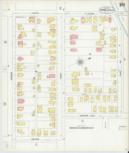 Sanborn Fire Insurance Map from Hornell, Steuben County, New York (1904), Sheet #0010 - Complete Map Set gallery image, historic Sanborn map, vintage wall art, New York New York