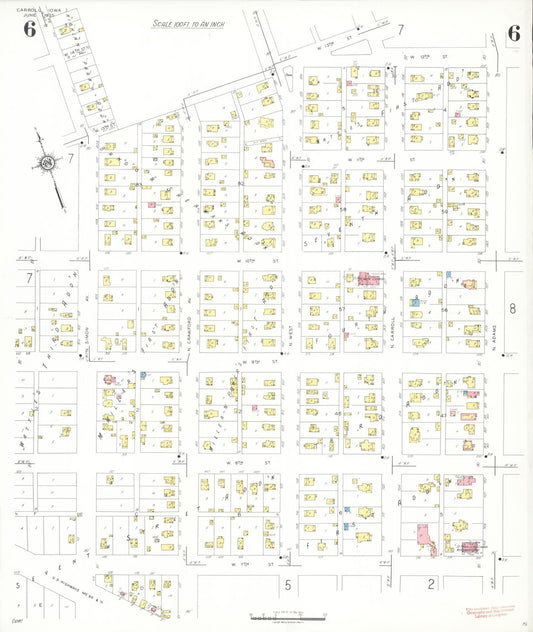 Sanborn Fire Insurance Map from Carroll, Carroll County, Iowa (1935), Sheet #0006 - Historic Sanborn Fire Insurance Map Print, vintage old map wall art
