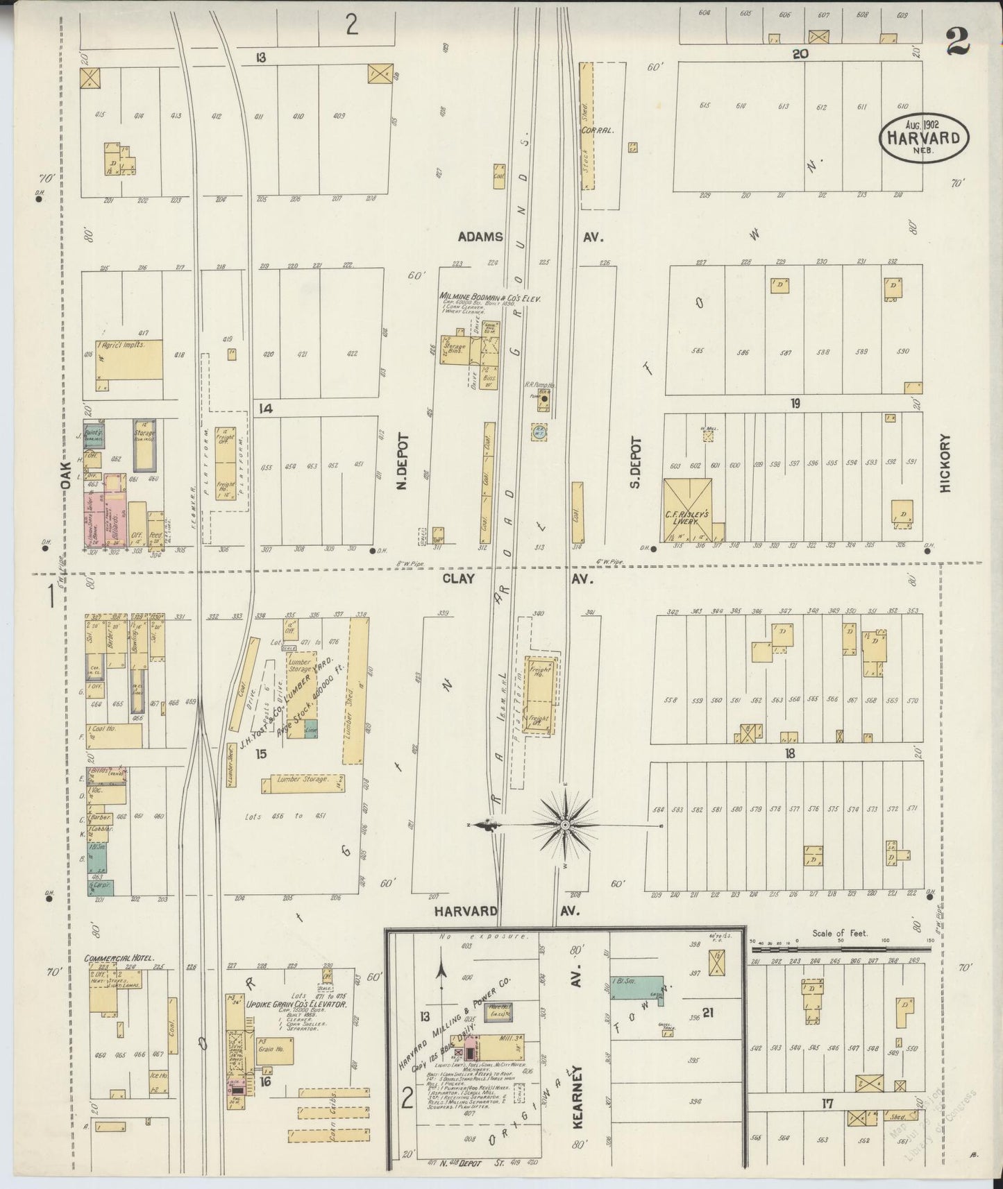 Sanborn Fire Insurance Map from Harvard, Clay County, Nebraska (1902), Sheet #0002 - Complete Map Set gallery image, historic Sanborn map, vintage wall art, Nebraska Nebraska