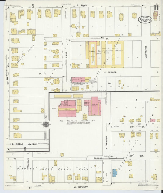 Sanborn Fire Insurance Map from Ravenna, Portage County, Ohio (1911), Sheet #0011 - Historic Sanborn Fire Insurance Map Print, vintage old map wall art, antique decor, genealogy gift, Ohio Ohio map