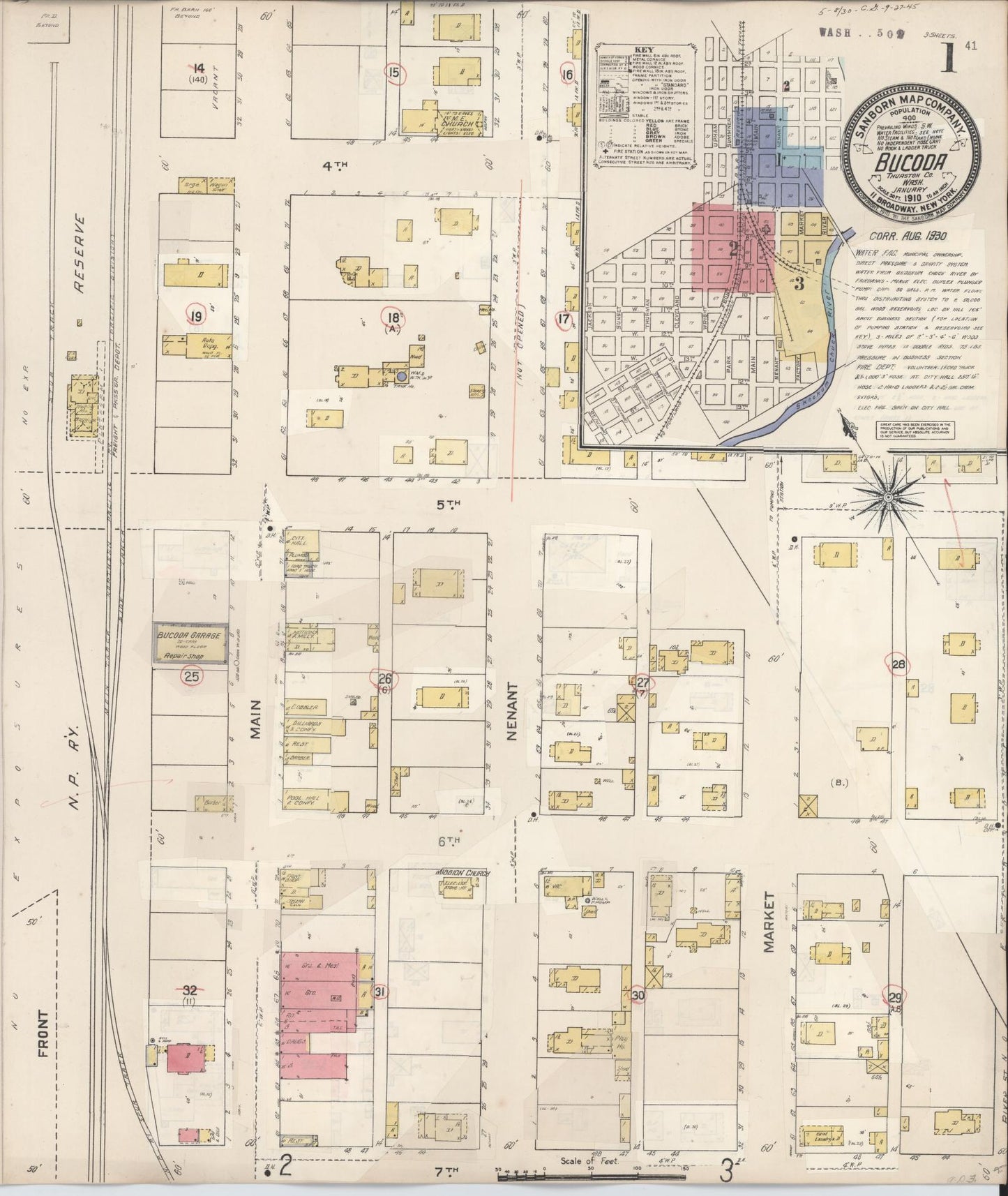 Sanborn Fire Insurance Map from Bucoda, Thurston County, Washington (1930), Sheet #0001 - Complete Map Set gallery image, historic Sanborn map, vintage wall art, Washington Washington